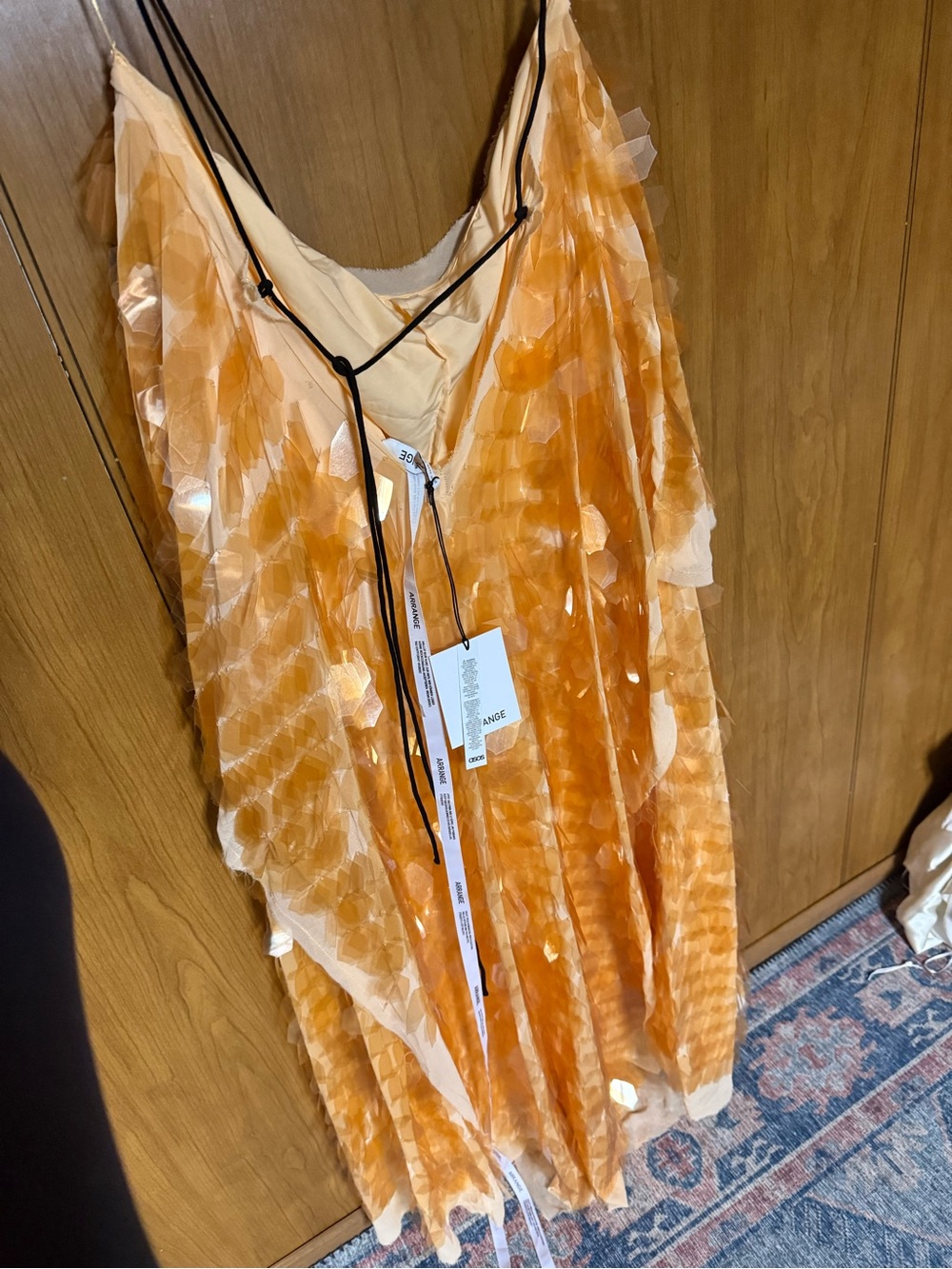 ARRANGE embellished shard sequin layered cami maxi dress in peach - Picture 6 of 8